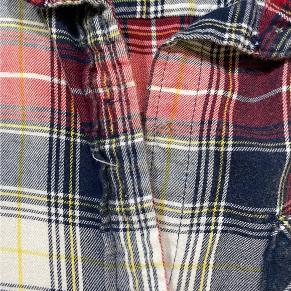 Vanilla Star Red Plaid Long Sleeve Button Up Shirt, Sz M, Pocket, Missing Button - Picture 7 of 9